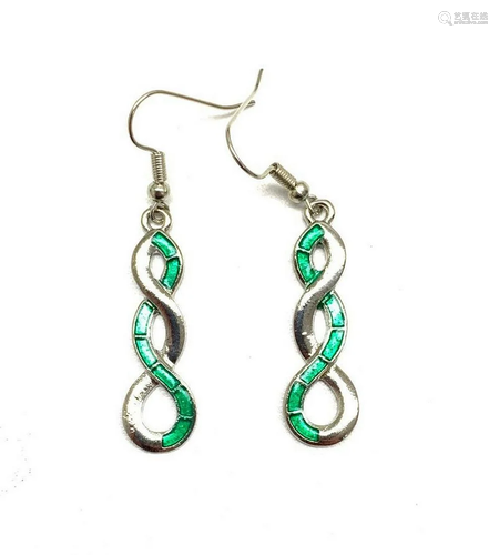 Ladies Green Inlay Earrings