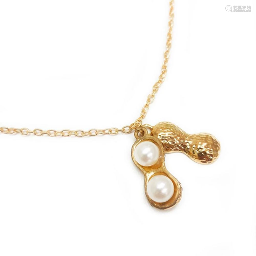 Elegant Ladies Pearl Peanut Pendant Necklace