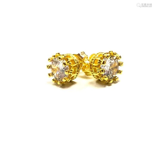 Ladies SYN Diamond in Gold Tone Mount Earrings