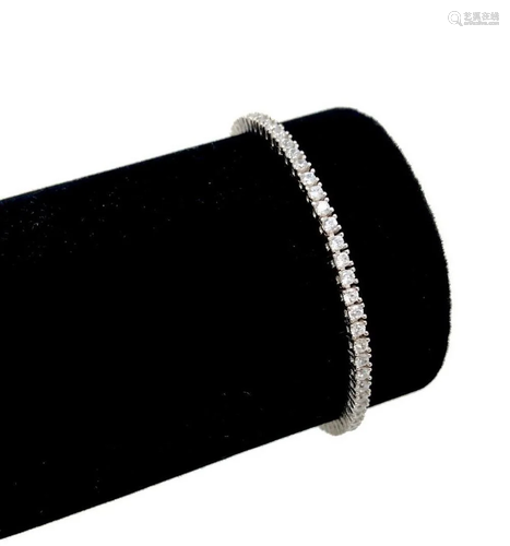 Ladies 6.5" 925 Stirling Silver Tennis Bracelet With In...