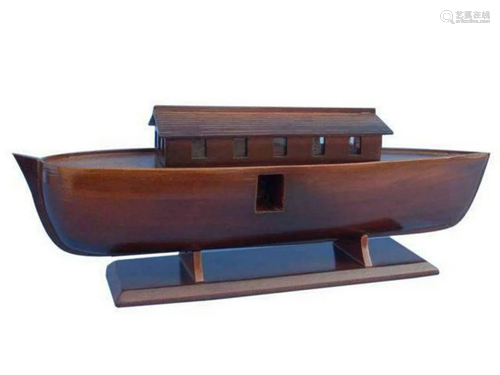 Wooden Noah's Ark Model Boat 14"