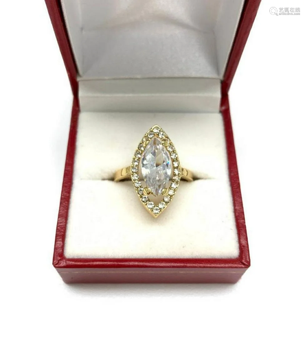 Ladies Marquise Cut Crystal Ring in Gold Tone Mount