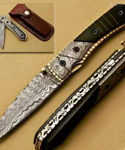 Blood Borns Folding Damascus Knife