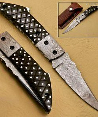 Hatreds Point Folding Damascus Knife