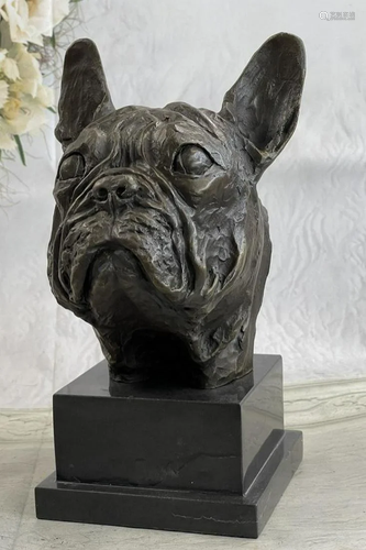 Signed Original Man Best Friend French Bulldog Dog Bronze Sc...