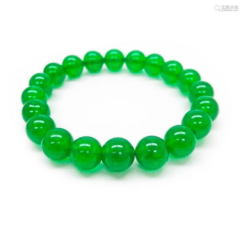 Asian Green Jade Beaded Bracelet