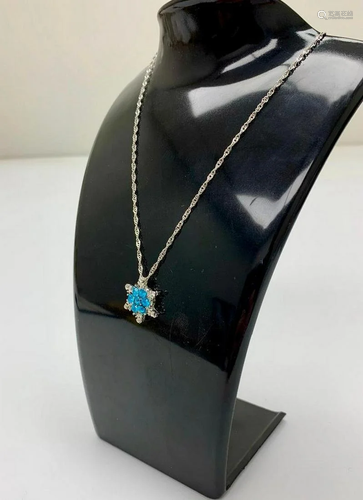 Ladies Blue Semi-precious gemstone Snowflake Necklace