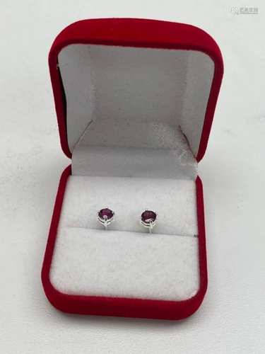 Unheated Round Rhodolite Garnet White Gold Plated 925 Sterli...