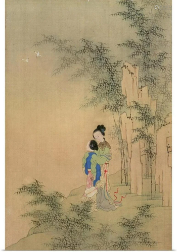 Two Figures Embracing Wall Art Print by Chuiu Ying, Shih Fu