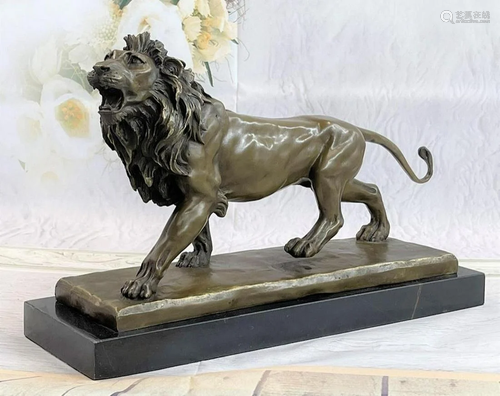 African Lion Bronze Sculpture Statue By Milo Figurine Marble...