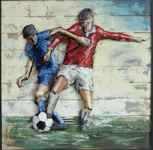 Soccer Football 3 Dimensional Art Gallery Metal Wood Masterp...