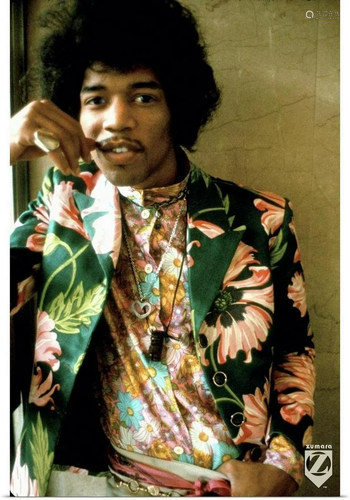 Jimi Hendrix Colored Floral Jacket Wall Art Print