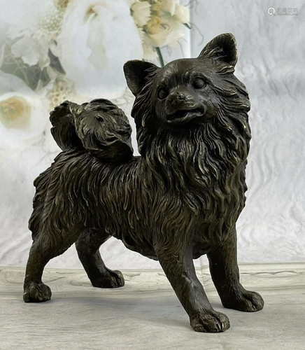 Vintage Russian Pomeranian bronze statue Art Deco Sculpture ...