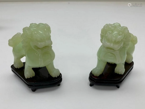 Pair of Jade Imperial Guardian Lions