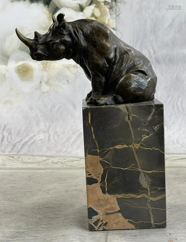 Signed Original African Rhino Wild Life Book End Marble Base...