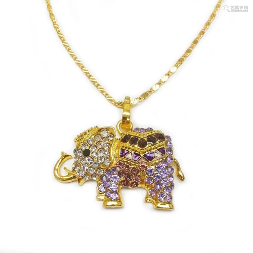 Bejeweled Purple And Gold Rhinestone Ganesh Chaturthi Elepha...