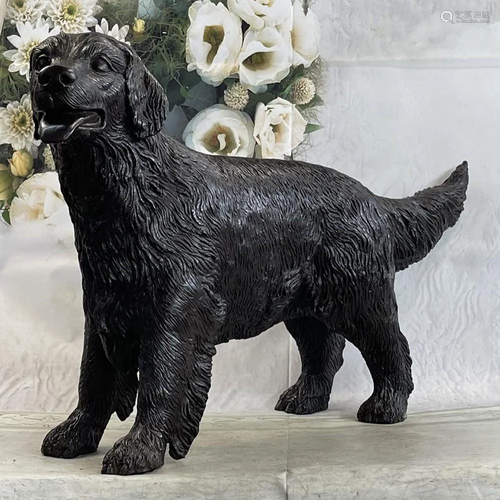 Golden Retriever Puppy Dog Bronze Metal Life Size Statue Scu...