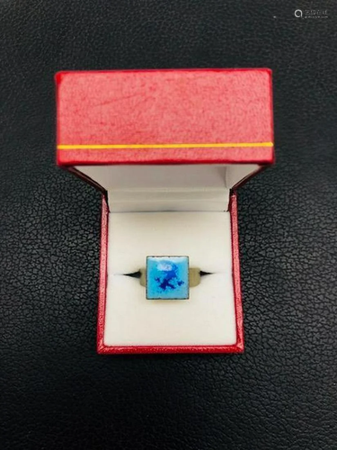 Ladies Hand Crafted Blue Enamel Statement Ring