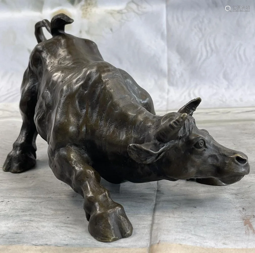 Bronze Sculpture Statue Abstract Bull Horns Figurine