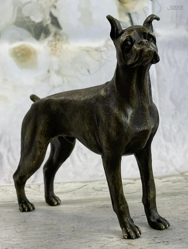 Boxer Dog Bronze Metal Statue Sculpture Collectible Decor Si...