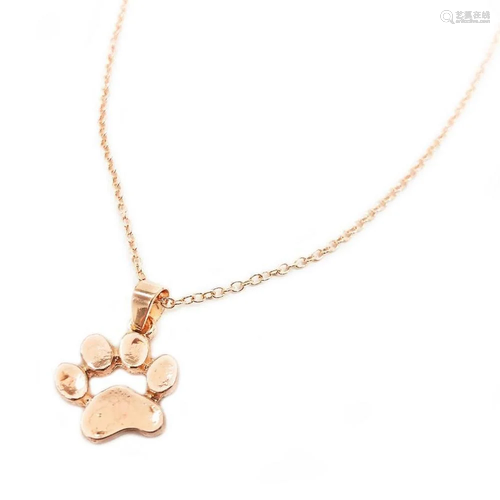 Rose Gold Tone Dog Paw Pendant Accompanied With Chain