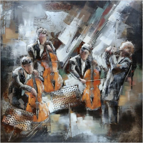 Cello Symphony 3 Dimensional Wall Mount Oil Painting