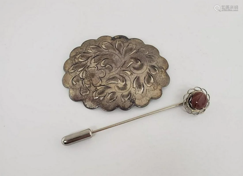 Pair Of Ladies Sterling Silver Pin Brooches