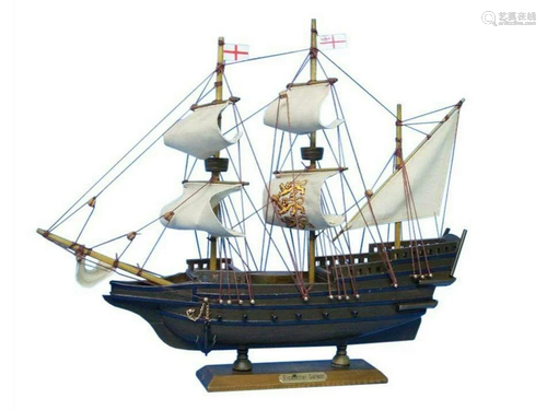 Wooden Elizabethan Galleon Tall Model Ship 14"