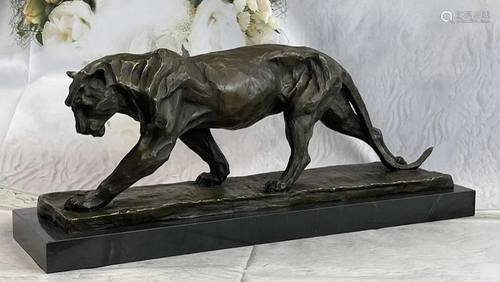 Bugatti African Lioness Wildlife Animal Bronze Statue Marble...