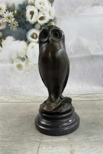 Signed By Milo Owl Bronze Bird Sculpture Statue Hot Cast Fig...