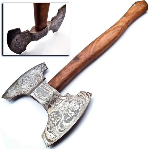 OUTLAW'S Hand Made Damascus Steel Forged Double Head