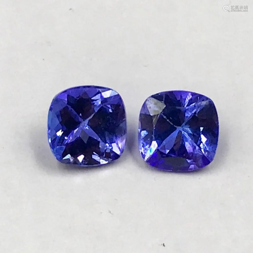 Pair of Faceted Tanzanite Cushions