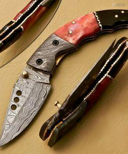 The Phantoms Pain Folding Damascus Knife