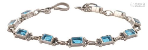 Dreamy Sterling Silver and Blue Octagons Bracelet