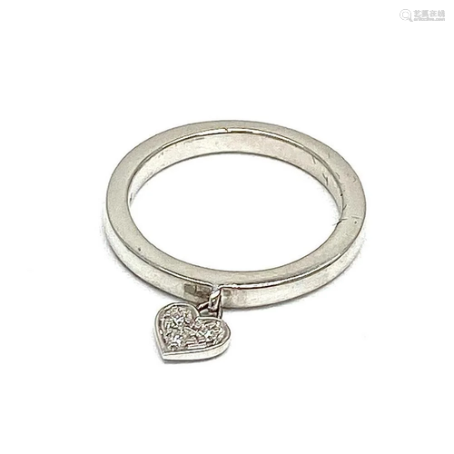 Diamond Heart Ring In White Gold Over Sterling Silver