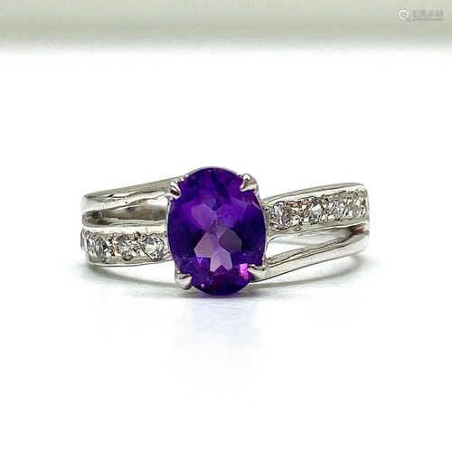 925 Sterling Silver Ring with Austrian Crystal Double Band w...