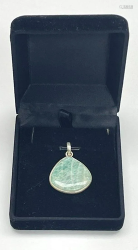 Amazonite Gemstone Sterling Silver Plated Handmade Pendant