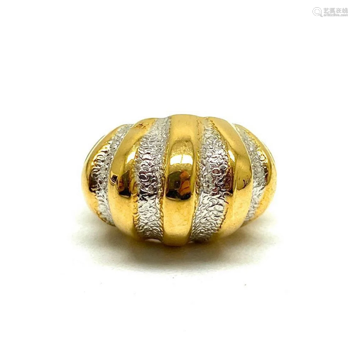 Ladies 18KT HGF Stamped Gold & Silver Toned Coil Ring