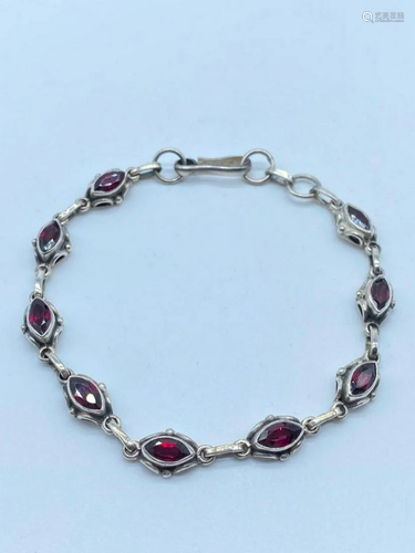 Magnificent 925 Sterling Silver and Amethyst Bracelet