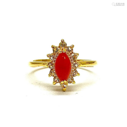 Ladies Elegant 0.51 ct Red Quartz Marquise Cut Ring