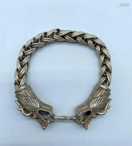 Breathtaking Tibetan Silver Handmade Dragon Head Bracelet