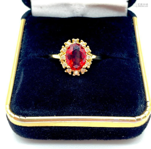 Gold Plated and LC Ruby Halo Style Ring