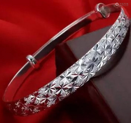 Ladies 925 Silver Cross Cut "The Sky Star" Bracele...