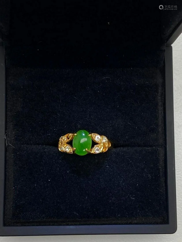 One of a Kind Jade and Austrian Crystal Gemstone Ring