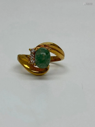 One of a Kind Jade and Austrian Crystal Gemstone Ring