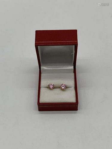 Genuine Lab Created 14K Gold Round Cut 1ct Pink Sapphire Sto...