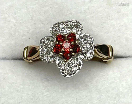 18KTGP Band with 5 Small Rubies Positioned in the Shape of a...