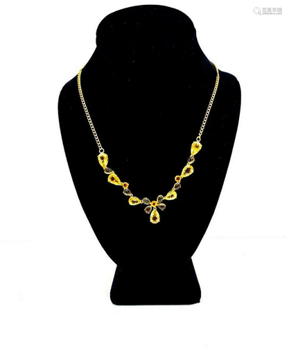 Pear Cut Multi Stone Yellow Citrine Necklace