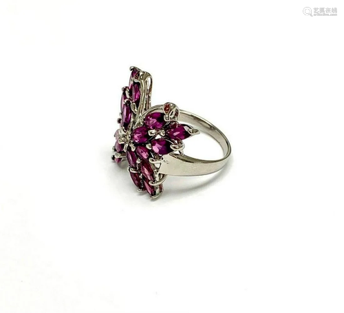 Marquise Cut Rhodolite Garnet Butterfly Ring on a 925 Sterli...