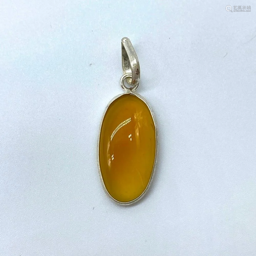 925 Sterling Silver and Carnelian Gemstone Pendant